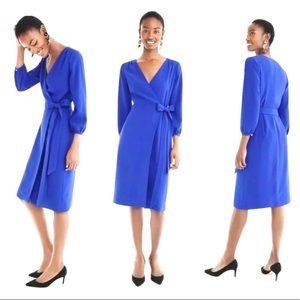 J. Crew Cobalt Blue Wrap Dress Midi Lined Career Work